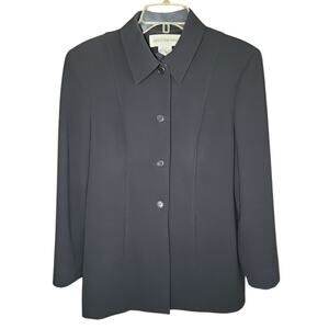 Vintage Jones New York Womens SZ 8 Jacket Black Coat Button Up Pockets